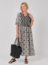 Midi Jurk met Mixed Print, Ronde Hals en Korte Mouwen – Luchtig & Veelzijdig – Mathéa