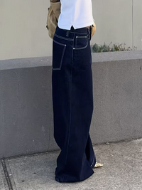 Blauwe Jeans met Rechte Wijde Pijpen en Five-Pocket Afwerking – Tijdloos & Casual – Azurine