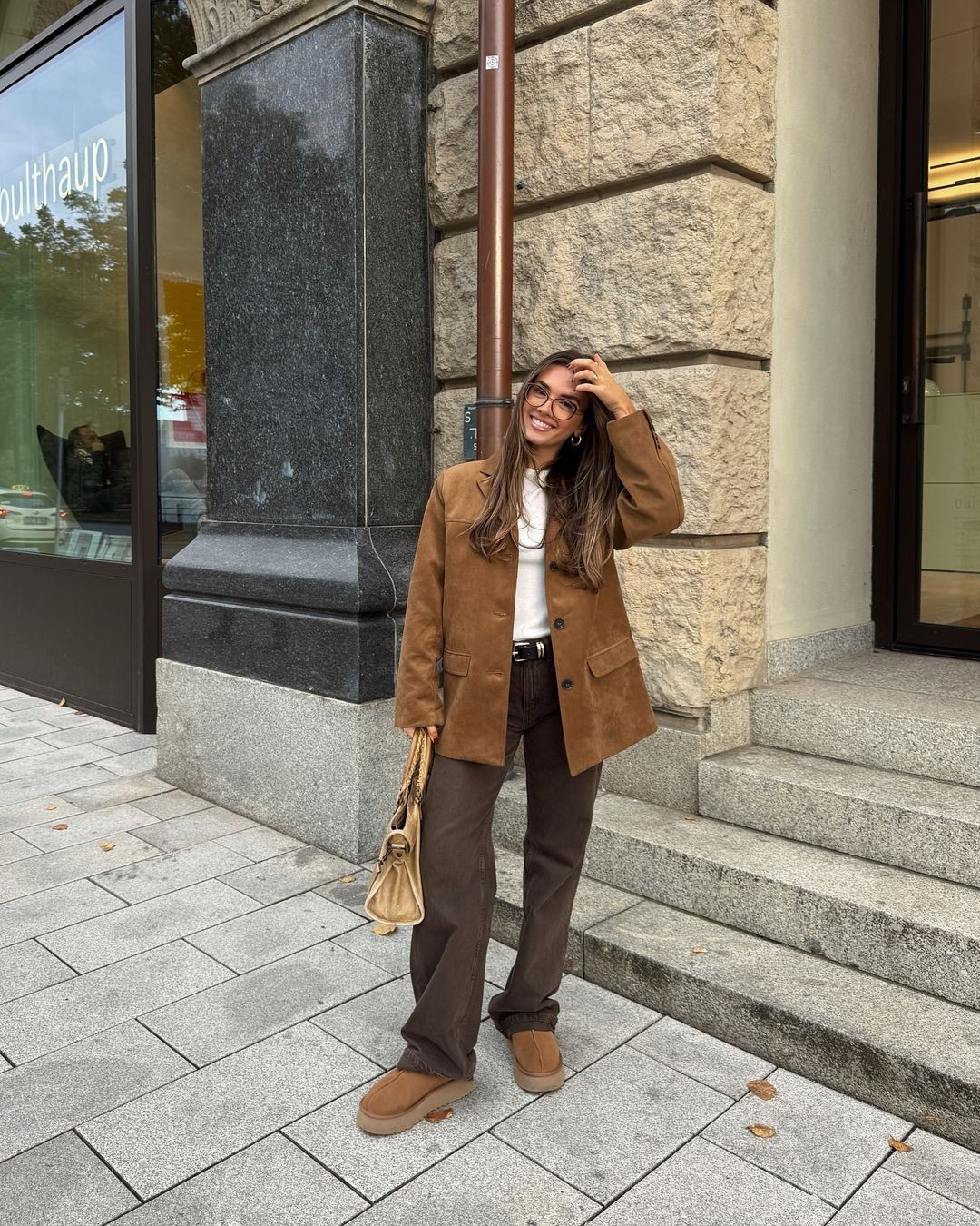 Dames Blazer van Suèdelook – Camel & Elegant – Solange