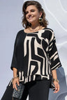 Blouse met Grafische Print, Gelaagde Look en Color Block – Modieus & Flatterend – Albane