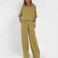 Set met Oversized Top en Wijde Broek – Verzorgd & Comfortabel – Albéane