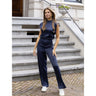 Satijnen Jumpsuit met Wide-Leg Pijpen en Schoudervullingen – Elegant & Verfijnd – Alvéane