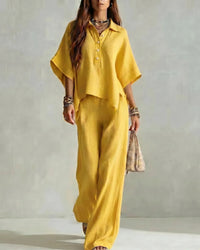 Co-Ord Set met Oversized Blouse en Palazzo Broek in Lichtblauw – Luchtig & Zomers – Alveine