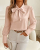 Satijnen Blouse met Strikdetail en Lange Mouwen – Chic & Tijdloos – Angéline