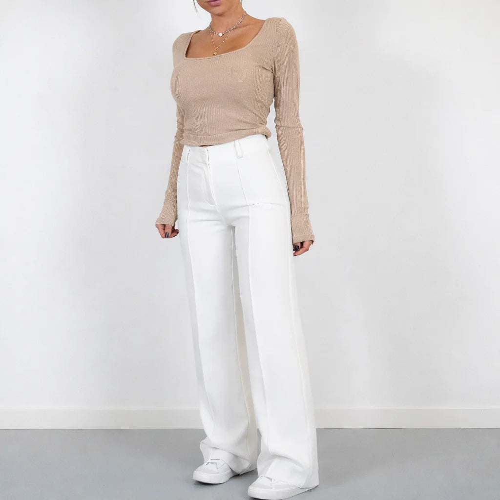 High-Waist Pantalon met Rechte Pijpen – Elegant & Tijdloos – Anneloes