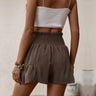 Bruine High Waist Shorts met Gesmokte Taille en Strikceintuur – Comfortabel & Zomers – Anseline