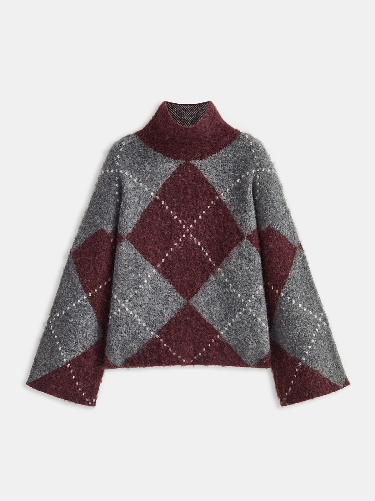 Argyle coltrui in bordeaux met grijs, liggend