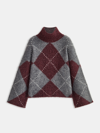 Argyle coltrui in bordeaux met grijs, liggend