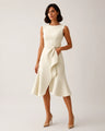 Mouwloze Dames Midi-Jurk Met Geknoopte Taille En Asymmetrische Zoom