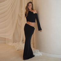 Tweedelige Set met One-Shoulder Top en Moderne Pasvorm – Elegant & Trendy – Aubéline