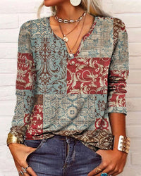 Marceline – Dames Top met Print en Lange Mouwen – Veelzijdig & Elegant