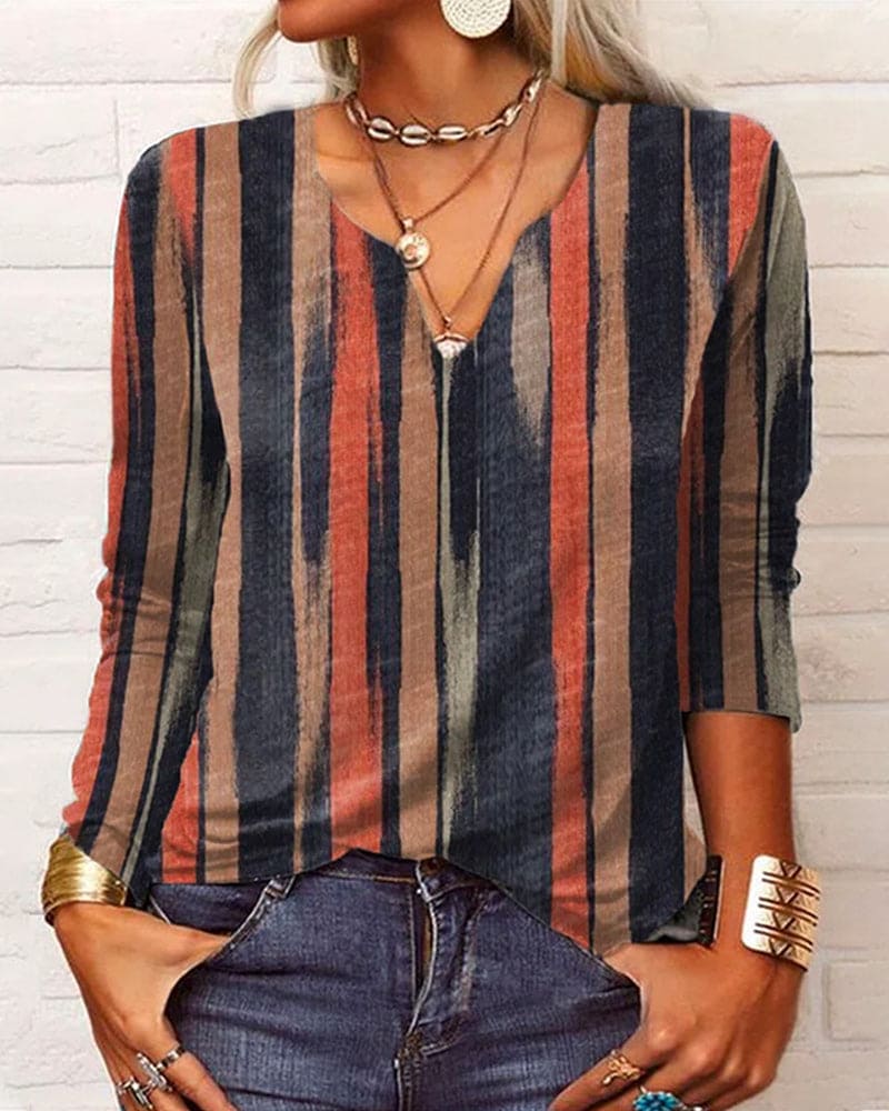 Marceline – Dames Top met Print en Lange Mouwen – Veelzijdig & Elegant