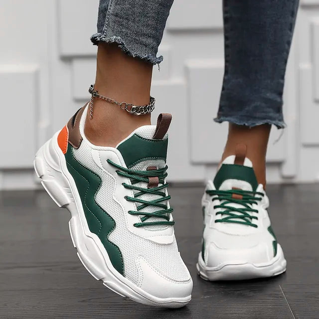 Sneakers met Chunky Zool, Ademend Mesh en Kleurpanelen – Stoer & Veelzijdig – Aurianne