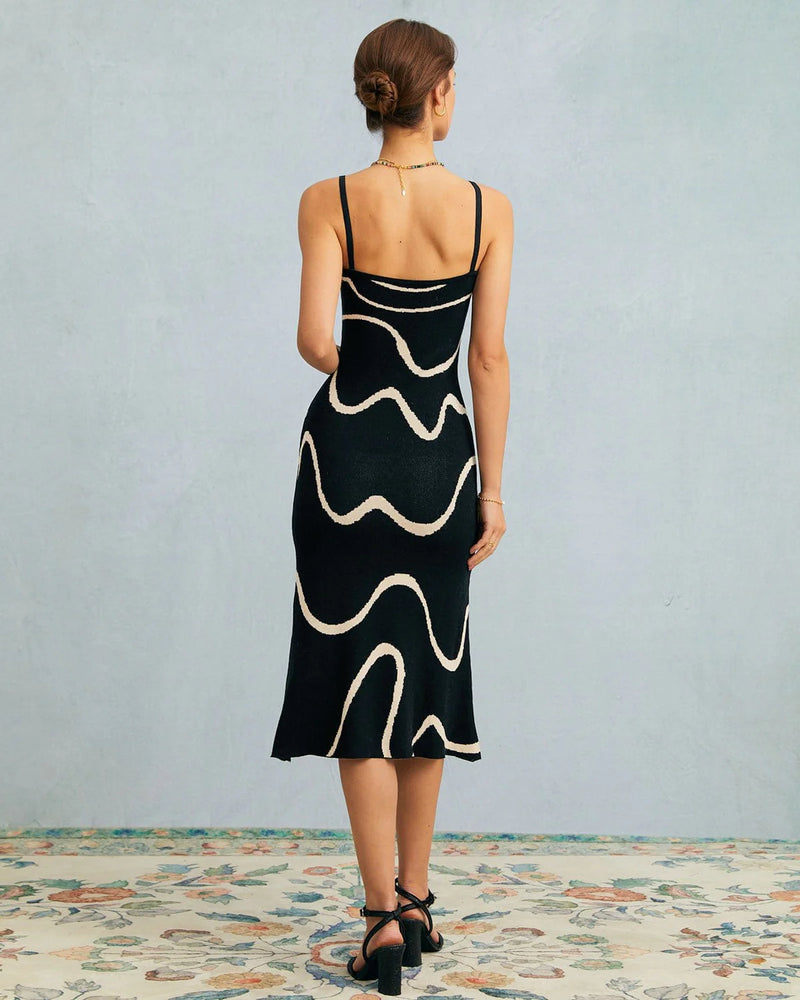 Dames Gebreide Midi Jurk met Mermaid Zoom – Elegant & Tijdloos – Avéllisse