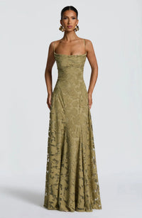 Dames maxi jurk met cowl hals en bloemenpatroon – elegant & vrouwelijk – Avirelle
