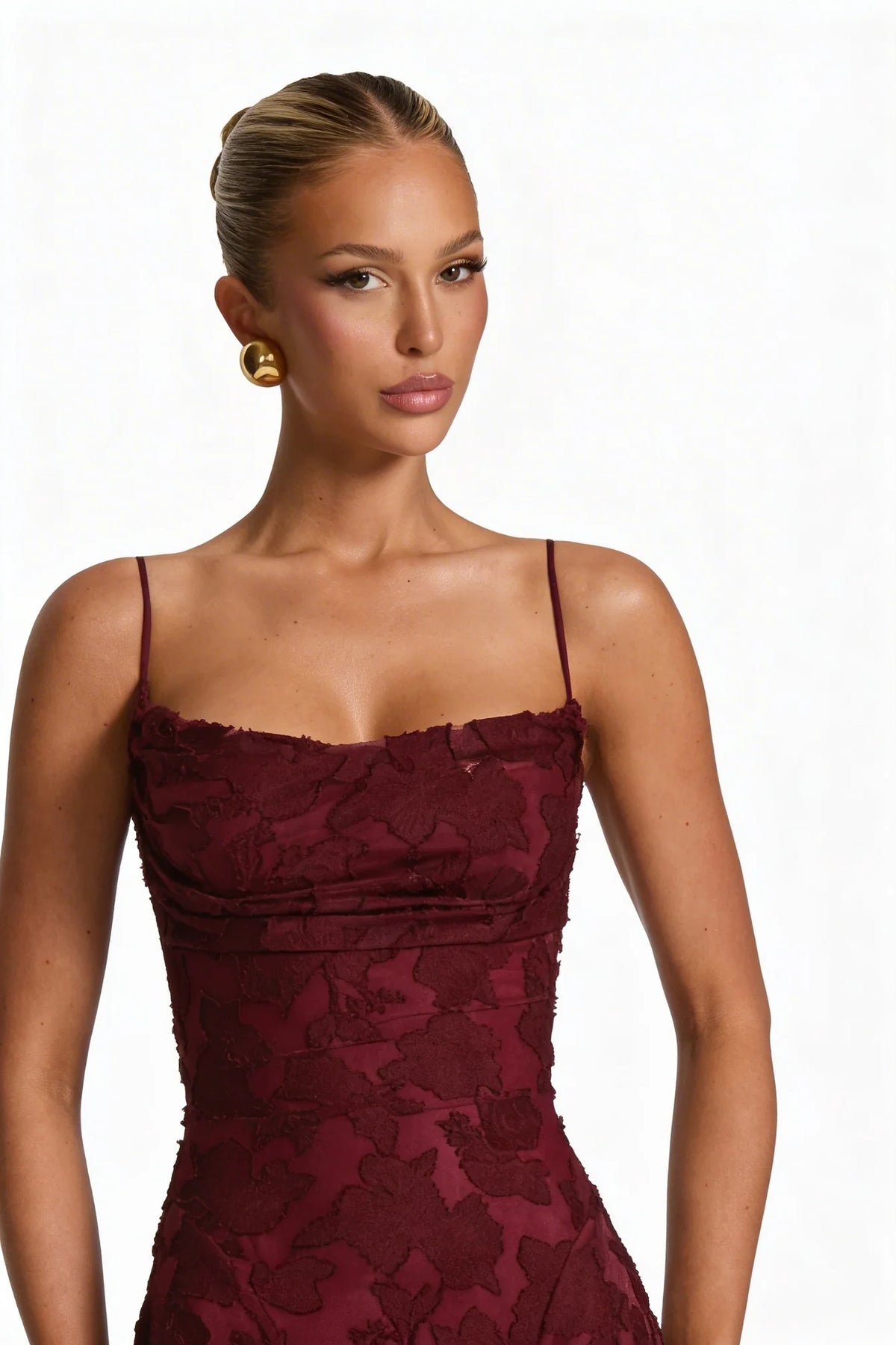 Dames maxi jurk met cowl hals en bloemenpatroon – elegant & vrouwelijk – Avirelle