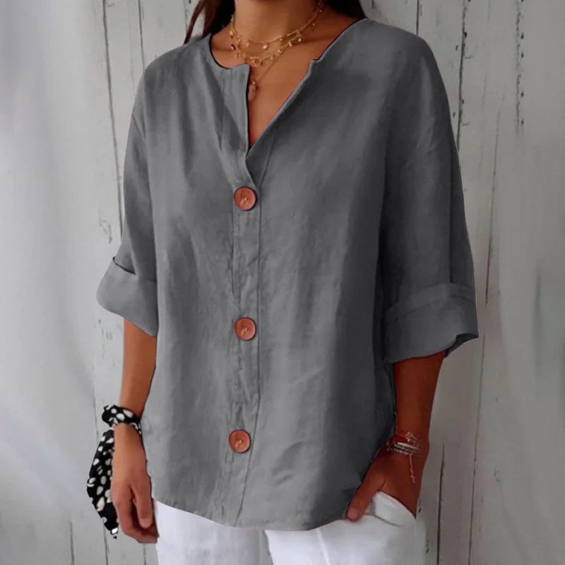 Dames V-Hals Blouse met Korte Mouwen – Comfortabel & Luchtig – Azélie