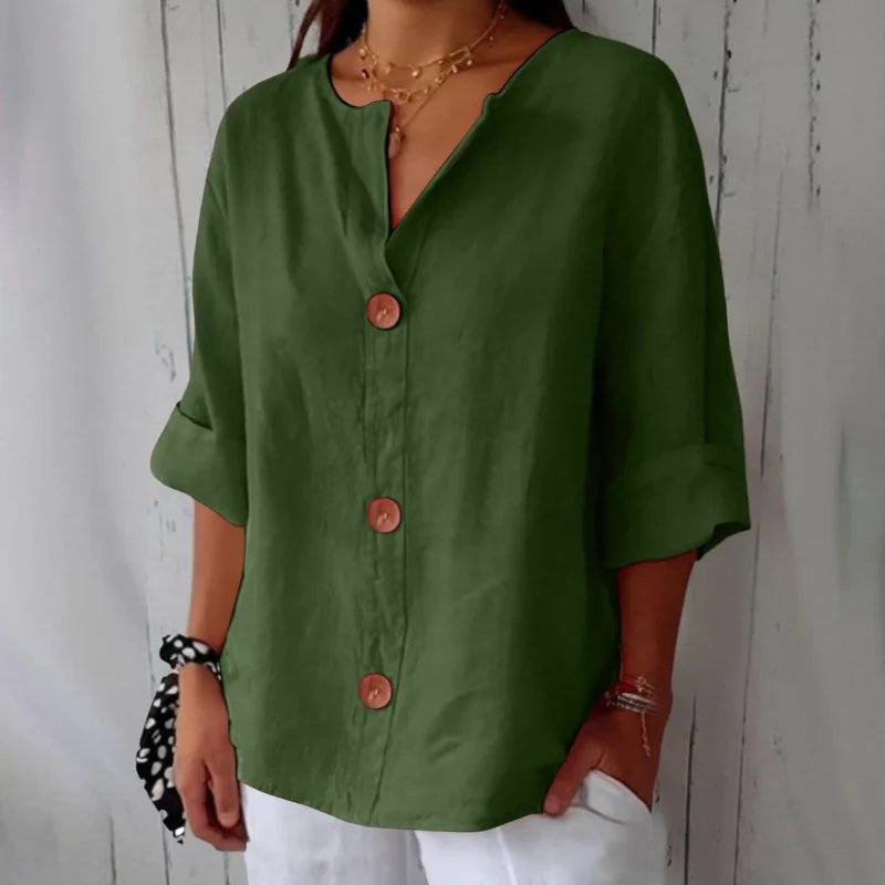 Dames V-Hals Blouse met Korte Mouwen – Comfortabel & Luchtig – Azélie