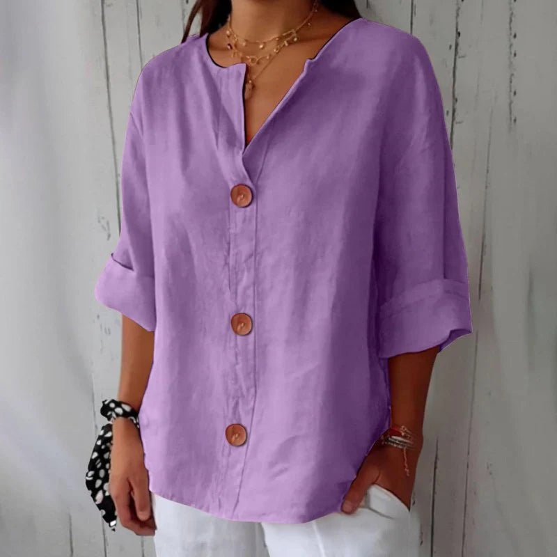 Dames V-Hals Blouse met Korte Mouwen – Comfortabel & Luchtig – Azélie