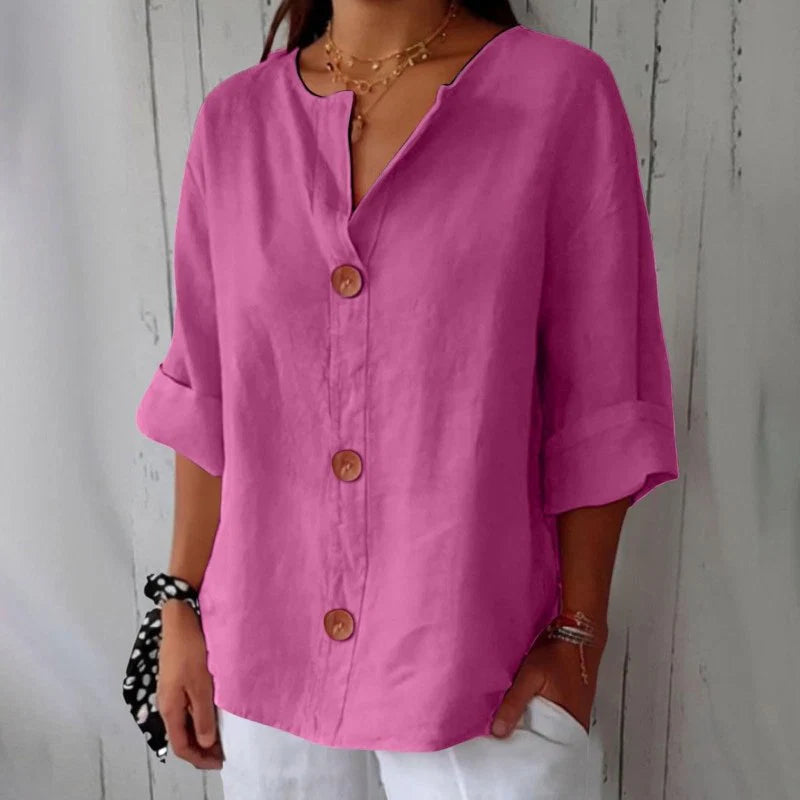 Dames V-Hals Blouse met Korte Mouwen – Comfortabel & Luchtig – Azélie