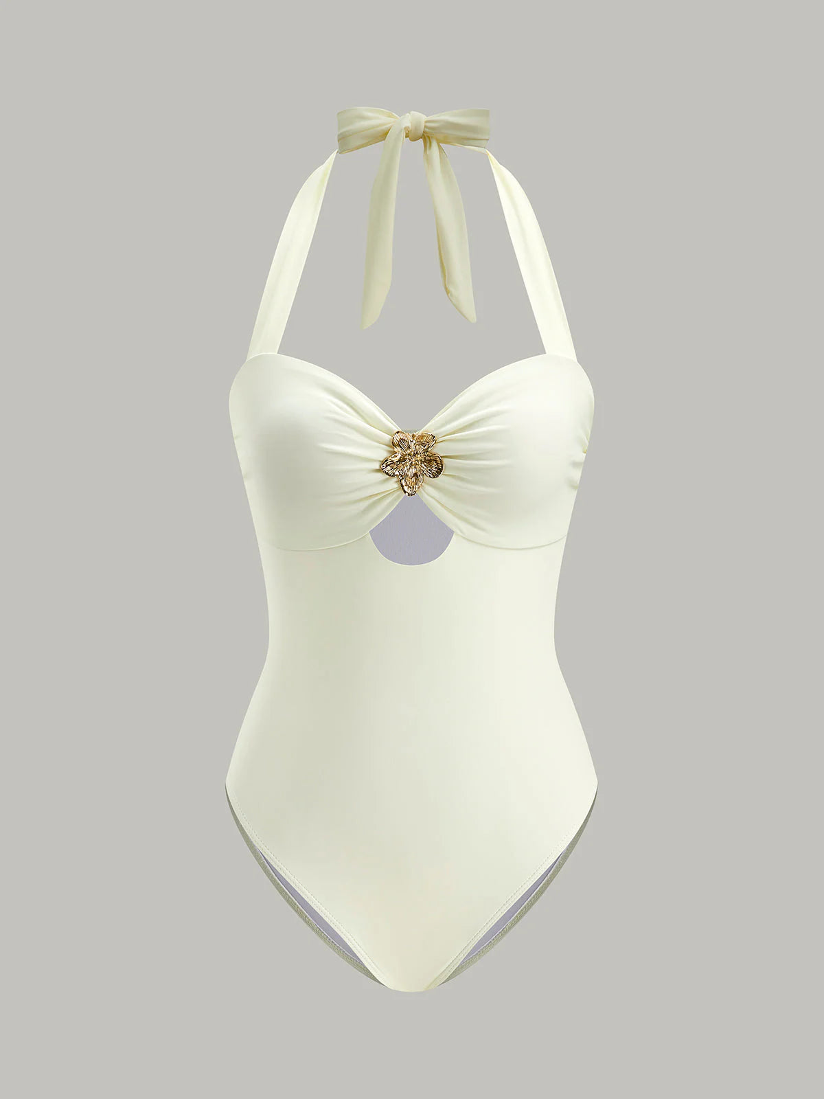 Dames halter badpak met strikdetail – elegant & vrouwelijk – Aurélline