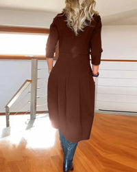 Vintage Maxi Jurk met Lange Mouwen en Zakken – Tijdloos & Veelzijdig – Beatrix