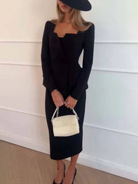 Tweedelige Kantoorset met Getailleerde Blazer en Lange Rok – Chic & Professioneel – Bérangie