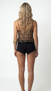 Transparante Top met Spaghettibandjes en Glanzende Details – Feestelijk & Glamoureus – Bibiane