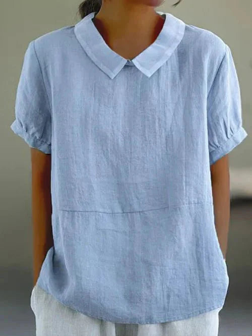 Blouse met Peter Pan Kraag en Relaxte Pasvorm – Speels & Verzorgd – Capucelle