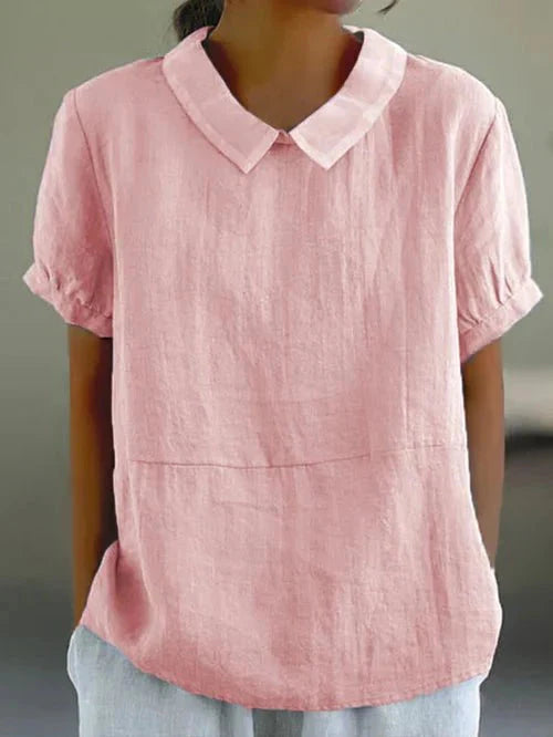 Blouse met Peter Pan Kraag en Relaxte Pasvorm – Speels & Verzorgd – Capucelle