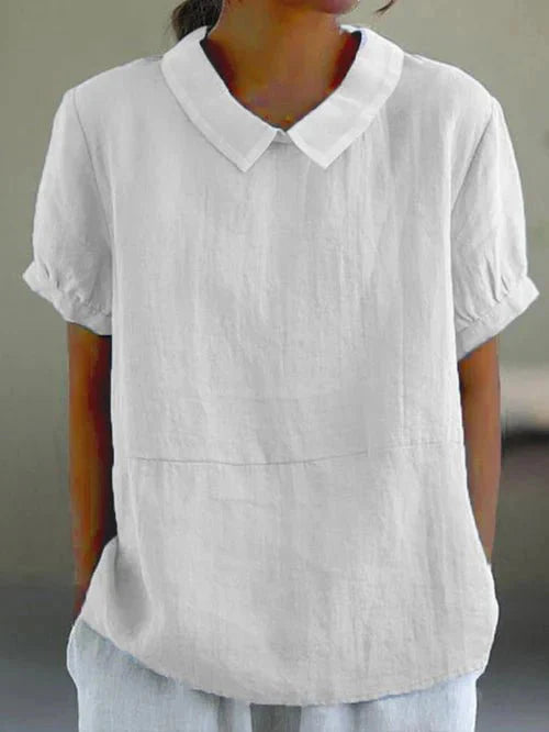 Blouse met Peter Pan Kraag en Relaxte Pasvorm – Speels & Verzorgd – Capucelle