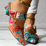 Pumps met Bloemenprint, Spitse Neus, Blokhak en Enkelbandje – Opvallend & Stabiel – Carolien