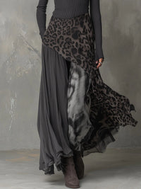 Boho Maxi Jurk met Luipaardprint en Asymmetrische Zoom – Gedurfd & Artistiek – Cassienne