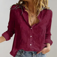 Dames Linnen Blouse met Knoopsluiting en Comfortabele Pasvorm – Luchtig & Tijdloos – Célorine