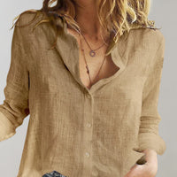 Dames Linnen Blouse met Knoopsluiting en Comfortabele Pasvorm – Luchtig & Tijdloos – Célorine