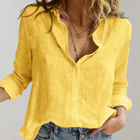 Dames Linnen Blouse met Knoopsluiting en Comfortabele Pasvorm – Luchtig & Tijdloos – Célorine