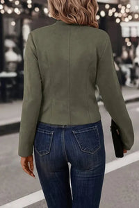 Groene blazer dames met klassieke pasvorm, achteraanzicht
