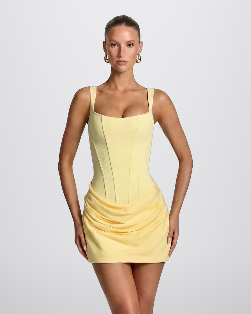 Dames Mini Jurk met Getailleerde Taille en Uitlopende Rok