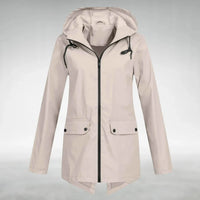 Crème parka voor dames met rits over de volle lengte