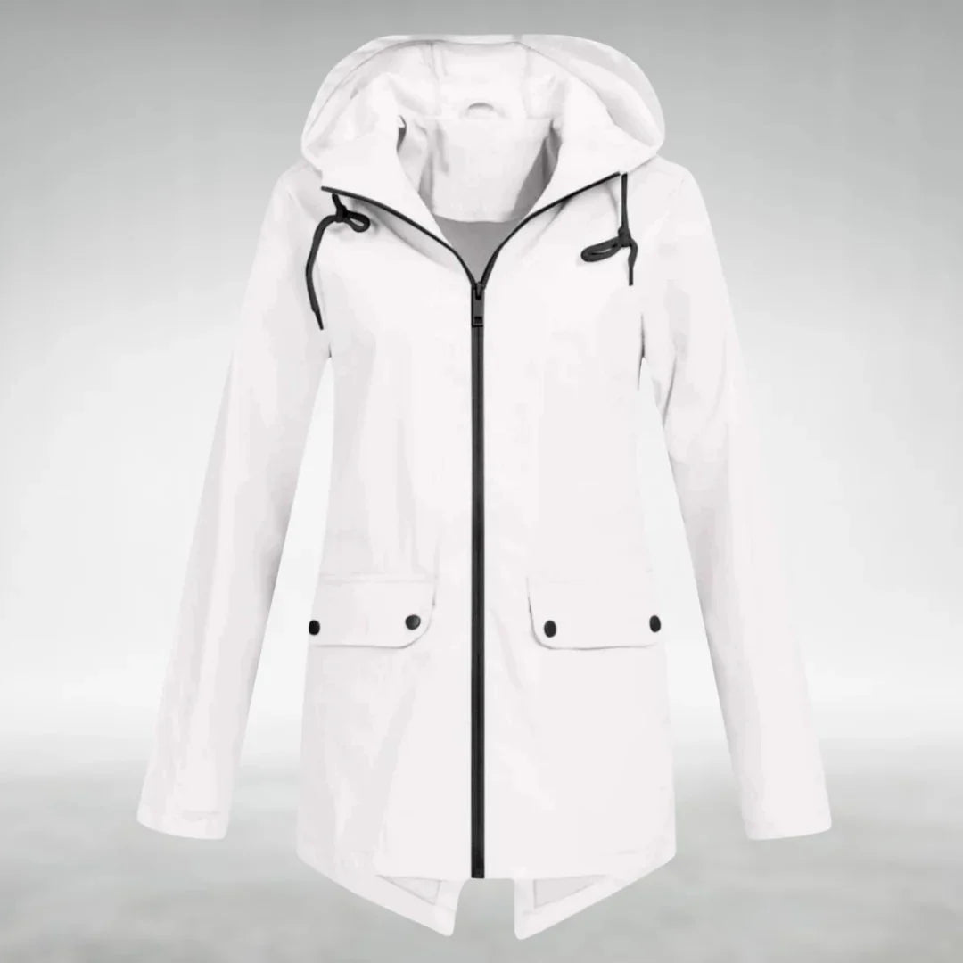 Witte dames parka met trekkoord in de capuchon