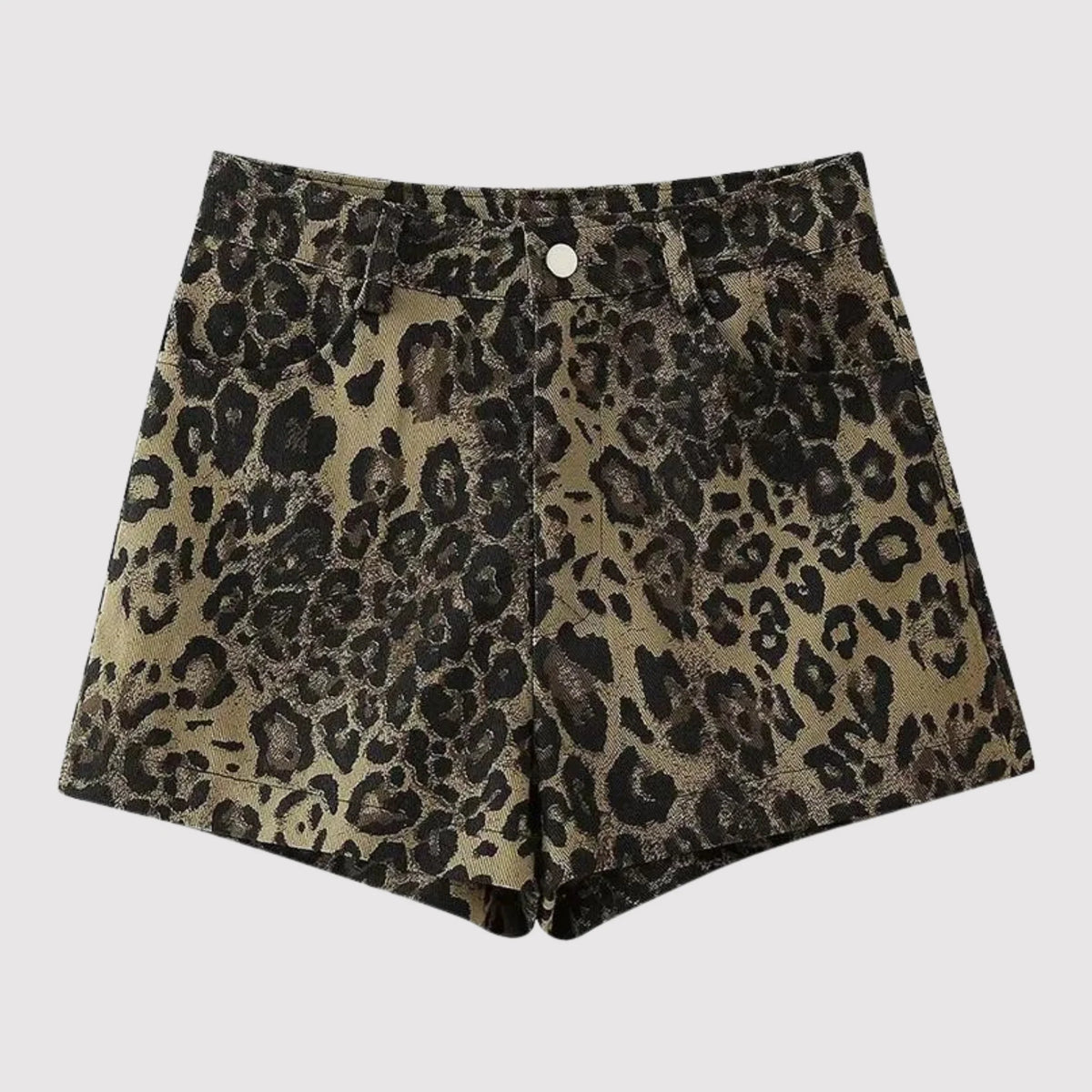Dames stretch shorts met luipaardprint en hoge taille