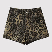 Dames stretch shorts met luipaardprint en hoge taille