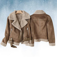 Warme teddy jas dames met suèdelook voor de winter