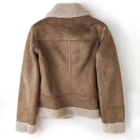 Teddy jas dames in bruin, achteraanzicht
