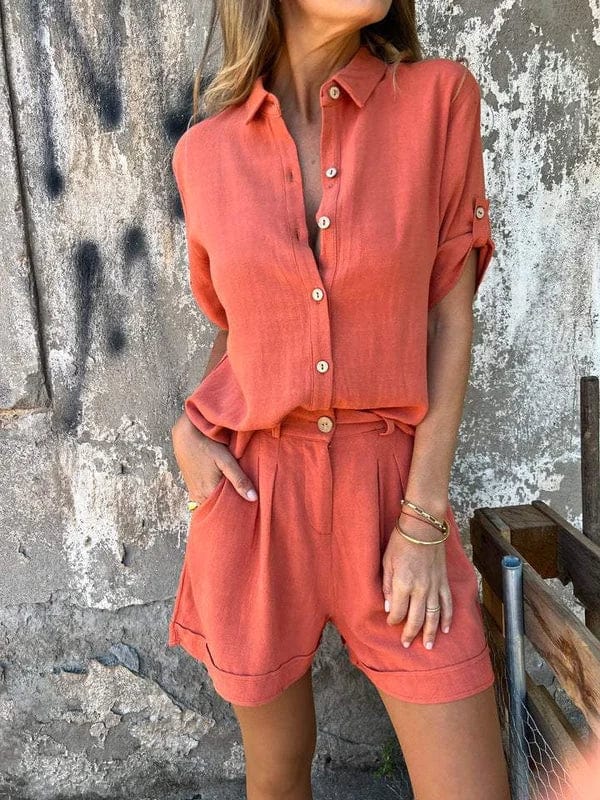 Roodoranje zomerset dames met opgerolde mouwen