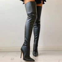 Overknee Laarzen met Gouden Blokhak en Vegan Leer – Glamoureus & Comfortabel – Donna