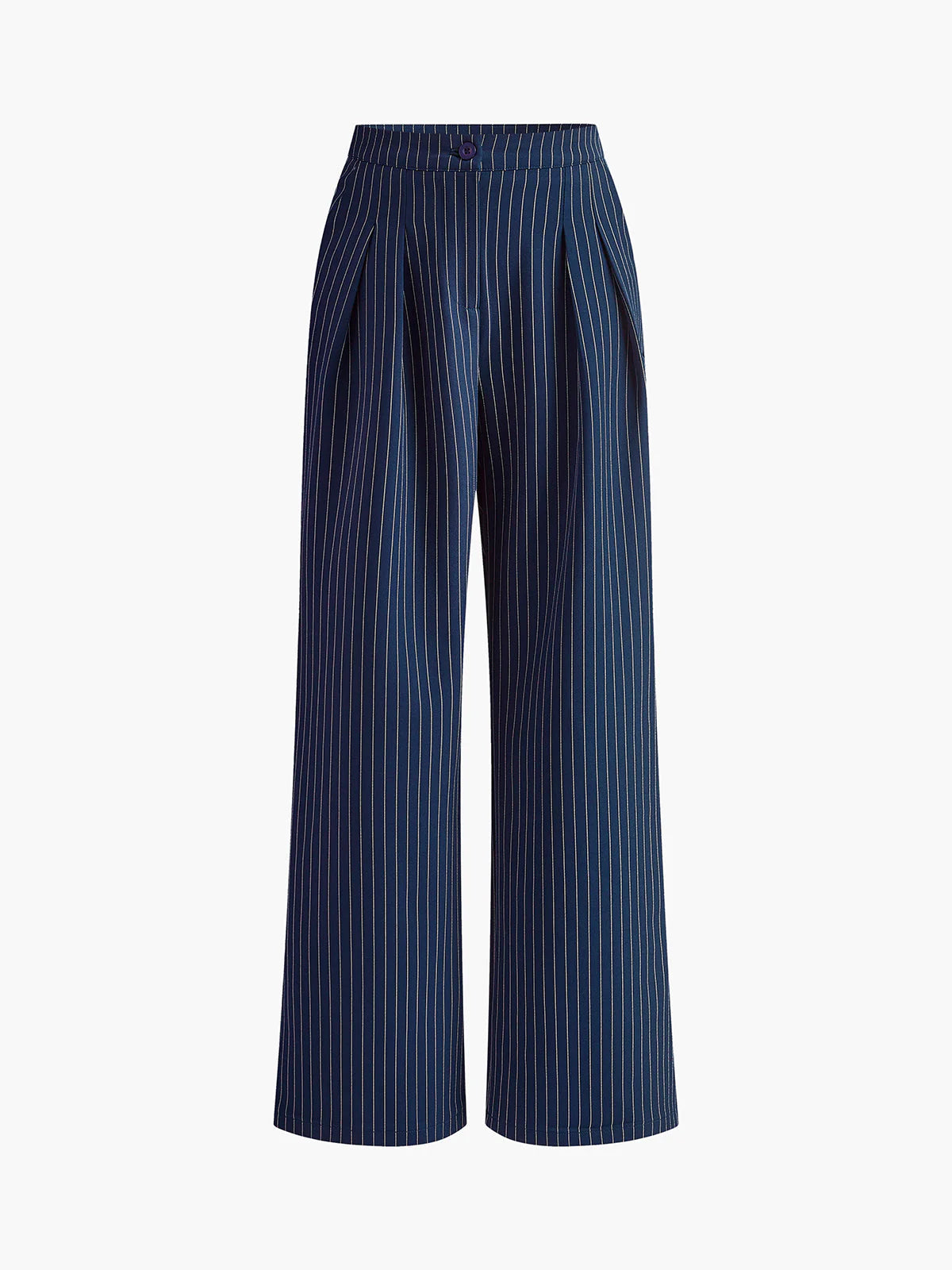 Gestreepte Wide-Leg Pantalon met Hoge Taille en Krijtstreep – Elegant & Zakelijk – Eleonora