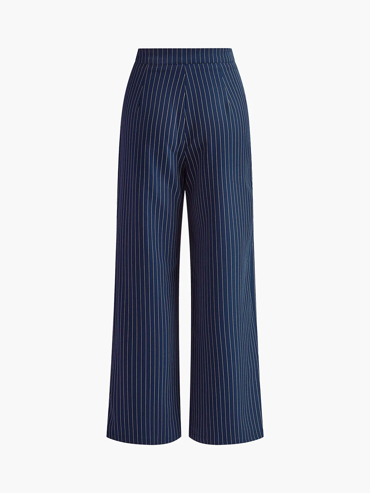 Gestreepte Wide-Leg Pantalon met Hoge Taille en Krijtstreep – Elegant & Zakelijk – Eleonora