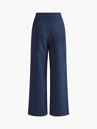 Gestreepte Wide-Leg Pantalon met Hoge Taille en Krijtstreep – Elegant & Zakelijk – Eleonora