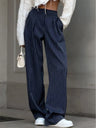 Gestreepte Wide-Leg Pantalon met Hoge Taille en Krijtstreep – Elegant & Zakelijk – Eleonora